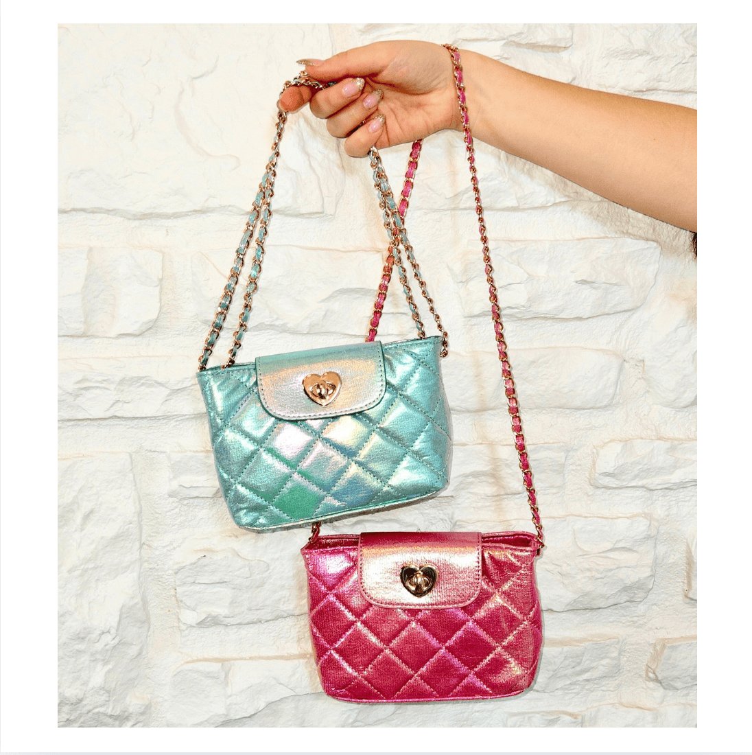 Metallic Aqua Paige Handbag