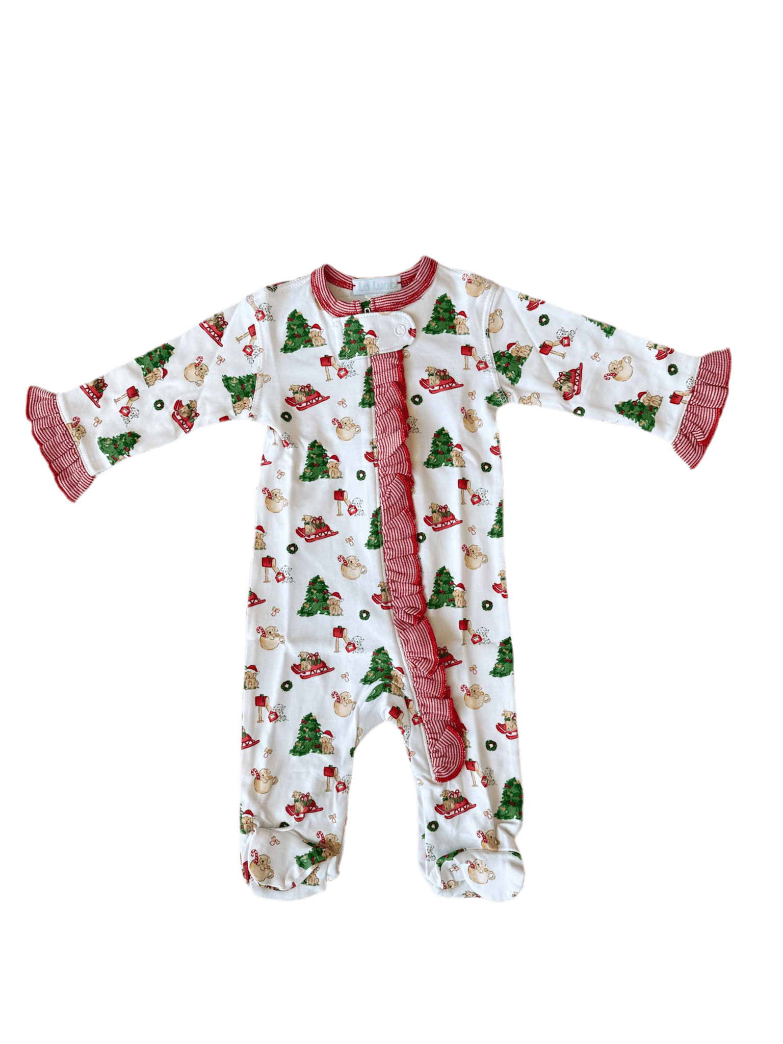 baby onesie with christmas puppies