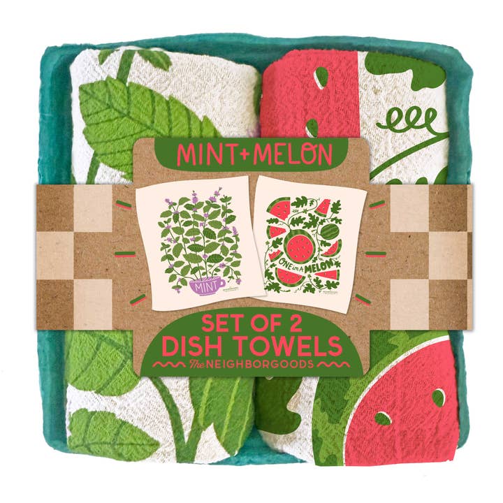 Mint & Melon Tea Towel Gift Set