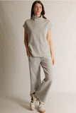 Before You Collection Butter Mock Neck Cap Sleeve Top in Heather Grey