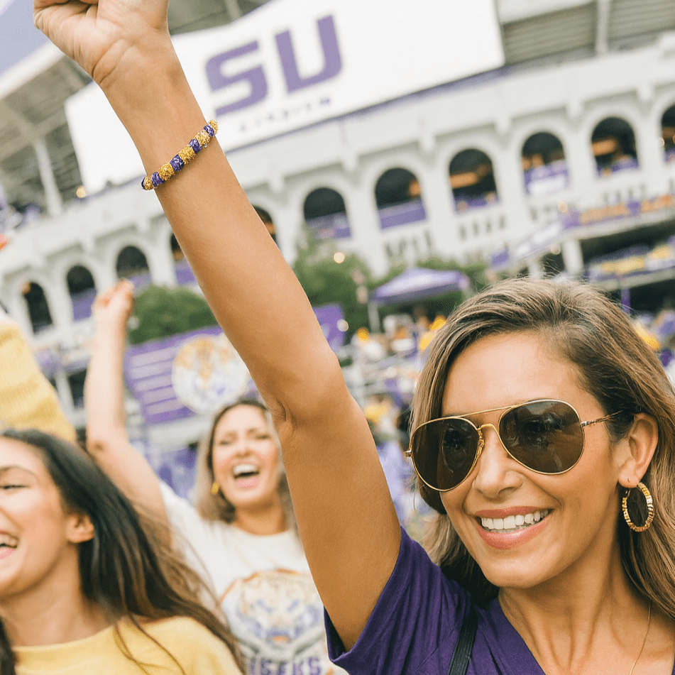 Geaux Luminous Purple & Gold Rhinestone Bacelet - Little Miss Muffin Children & Home