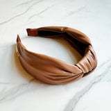 Ellison+Young Leather Better Knotted Headband in Brown