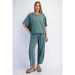 Mineral Washed Boxy Top & Barrel Pant Set in Jungle