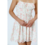 Storia Cream Pink Floral Eyelet Lace Design Sundress