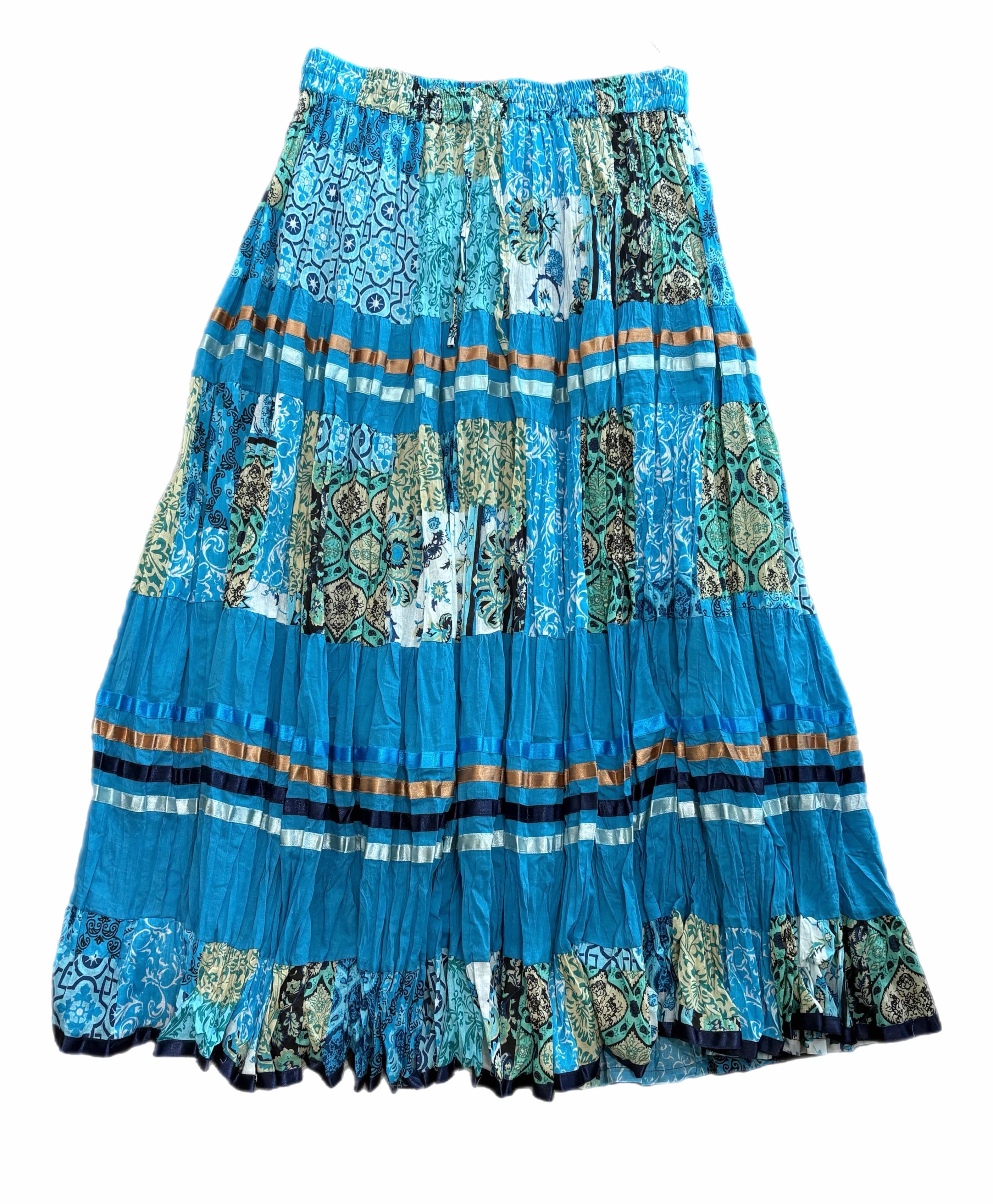 Turquoise/Multi Long Ribbon Skirt