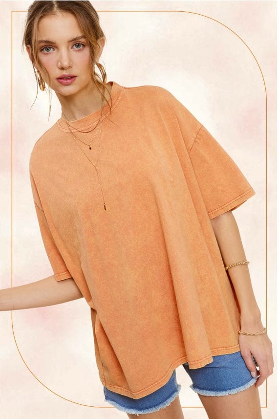 La Miel La Miel Mineral Washed Short Sleeve Oversized Top - Little Miss Muffin Children & Home
