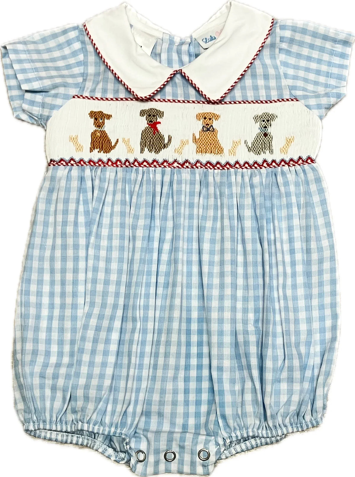 Noah Puppies Smocked White Collared Bubble