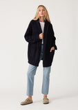 Lovestitch Mid-Length Oversized Long Sleeve Hooded Coatigan, Navy