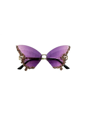 Mardi Gras Creations Butterfly Rhinestone Sunglasses in Purple