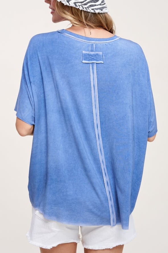 La Miel La Miel Dyed Fabric Round Neck Batwing Short Sleeve Top - Little Miss Muffin Children & Home