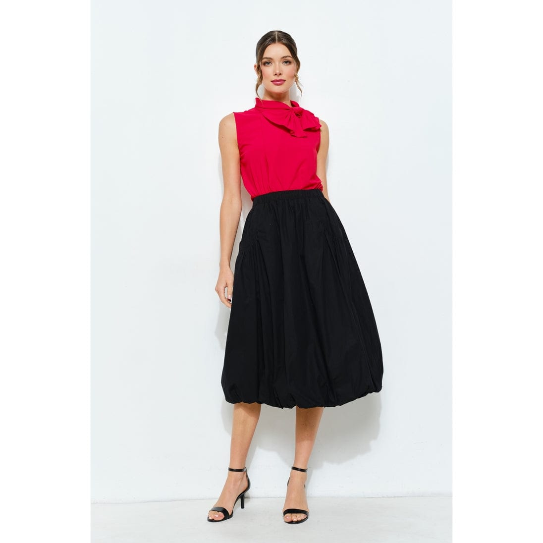 INA Balloon Hem Cotton Midi Skirt in Black - Little Miss Muffin Children & Home