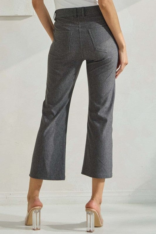 Straight Leg Cropped Pants in Grey