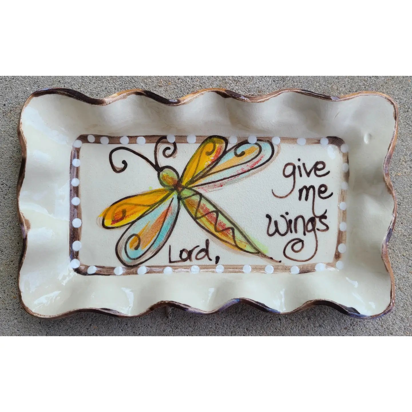 Small Rectangle Plate with Dragonfly Wings