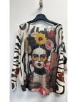 Frida Glasses Zebra Print Knit Sweater