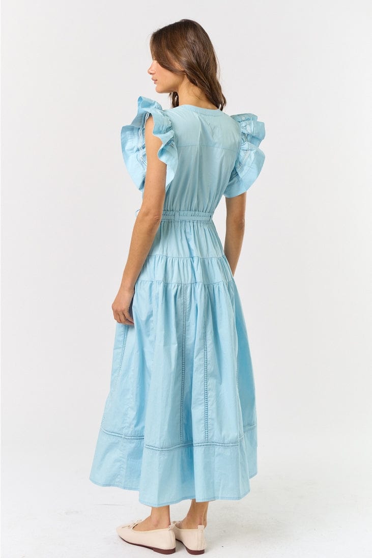Lalavon Ruffle Sleeve Maxi Dress in Light Blue - Little Miss Muffin Children & Home