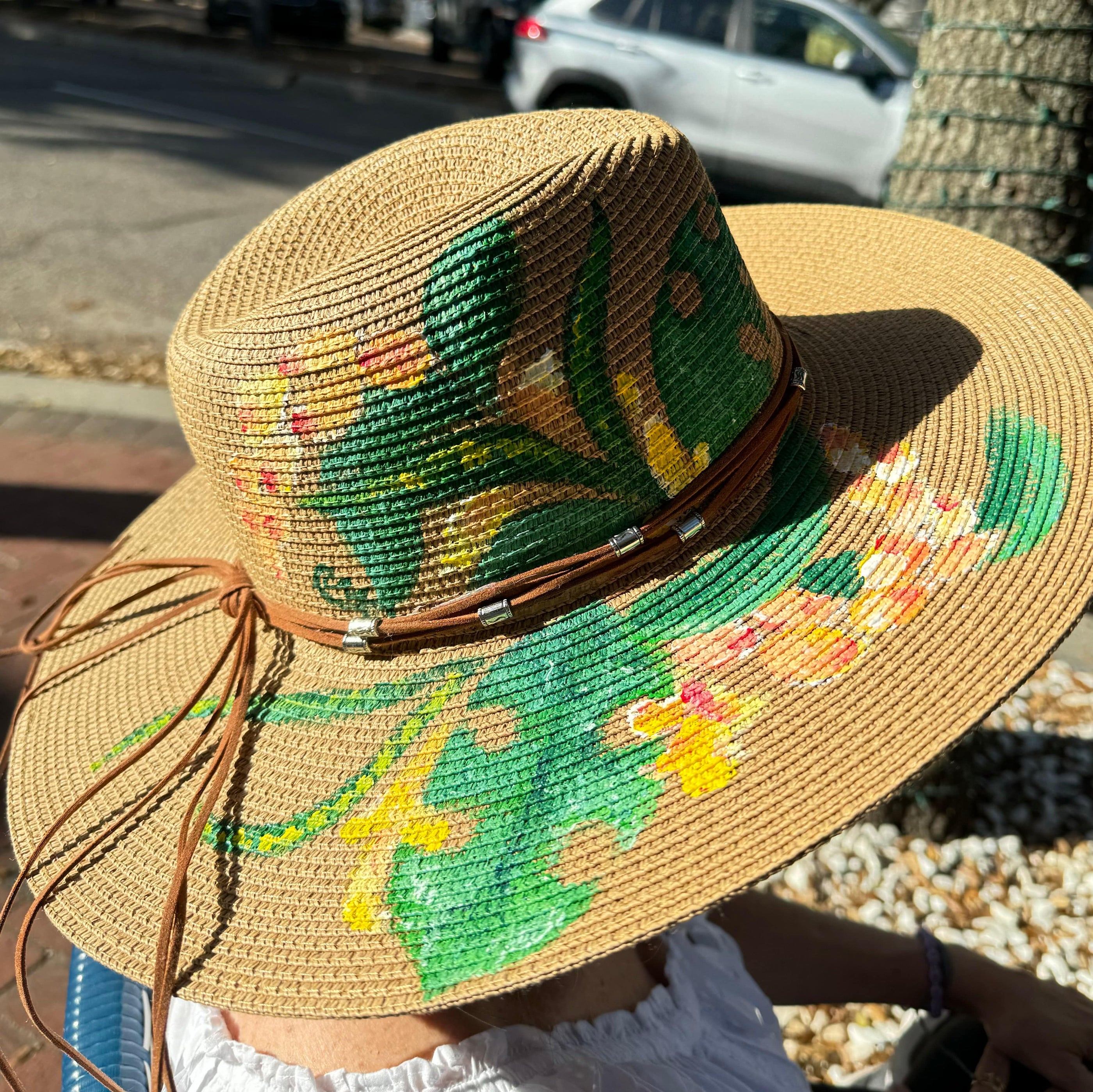 Little Miss Muffin Exclusive Michelle's Art Box Hand-Painted Hibiscus Floppy Hat - Little Miss Muffin Children & Home