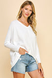 Pinch Dolman Sleeve V-Neck Sweater in Ivory