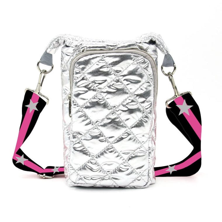 Mavi Bandz Mavi Bandz Silver Water Bottle Bag Crossbody Hydro Puffer Tote - Little Miss Muffin Children & Home