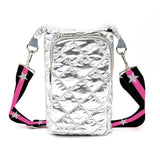 Mavi Bandz Silver Water Bottle Bag Crossbody Hydro Puffer Tote