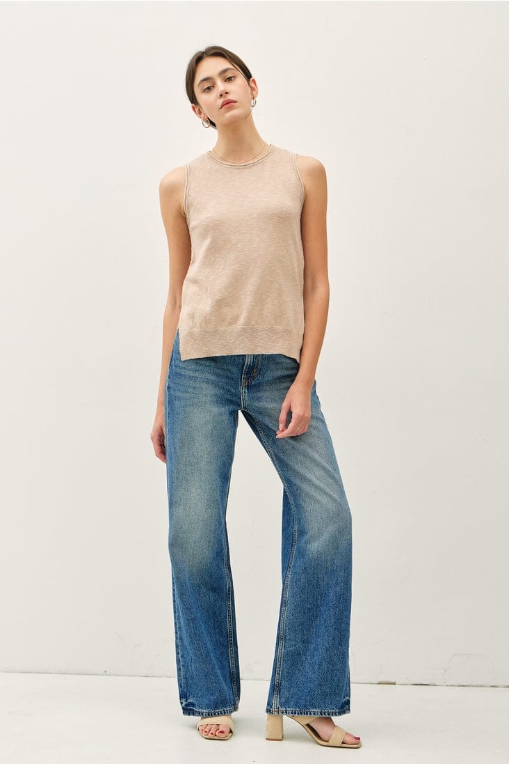 Be Cool Raw Seam Knit Tank with Side Slits - Little Miss Muffin Children & Home