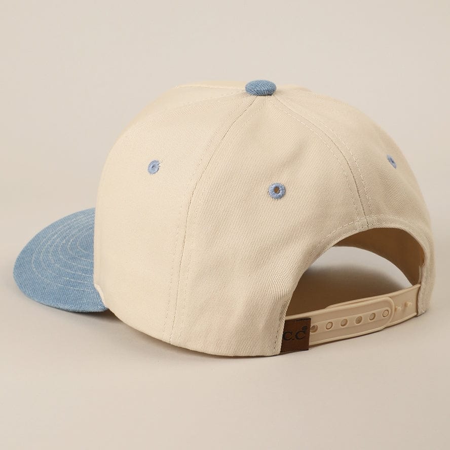 Fashion City Summer Vibe Only Embroidered Two-Tone Trucker Hat, Light Denim - Little Miss Muffin Children & Home