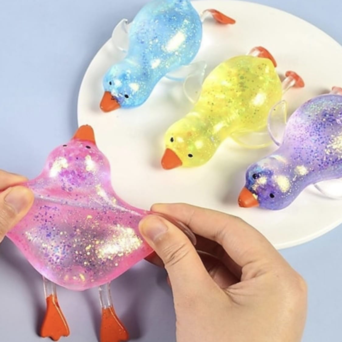 Cartoon Sequin Duck Squishy Toy Slow Rising Stress Relief Squeeze Toy