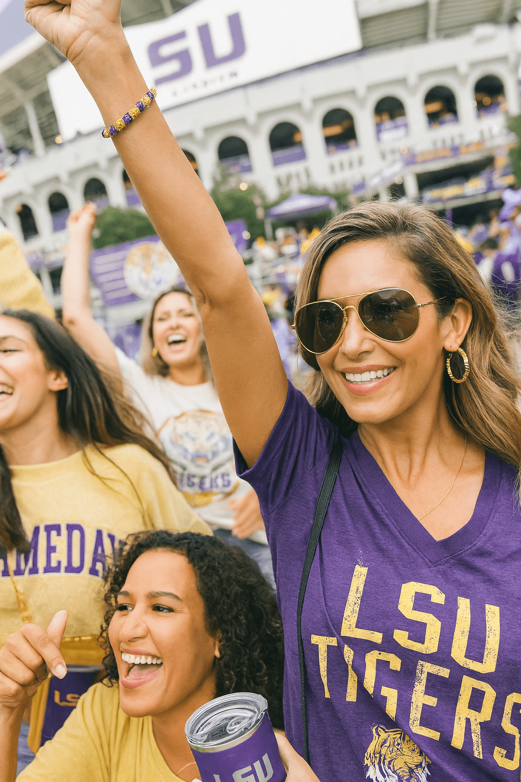 Geaux Luminous Purple & Gold Rhinestone Bacelet - Little Miss Muffin Children & Home