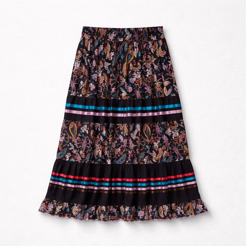 Black/Multi Long Ribbon Skirt