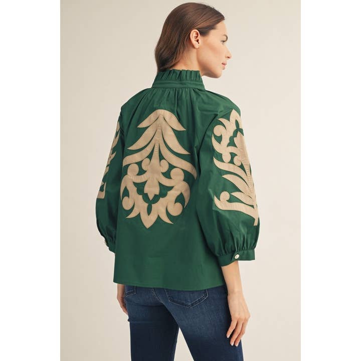 Baroque Applique Detail Top, 2 Available Colors