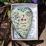 Clay Fossils You're a Star Handmade Pottery Heart Memento