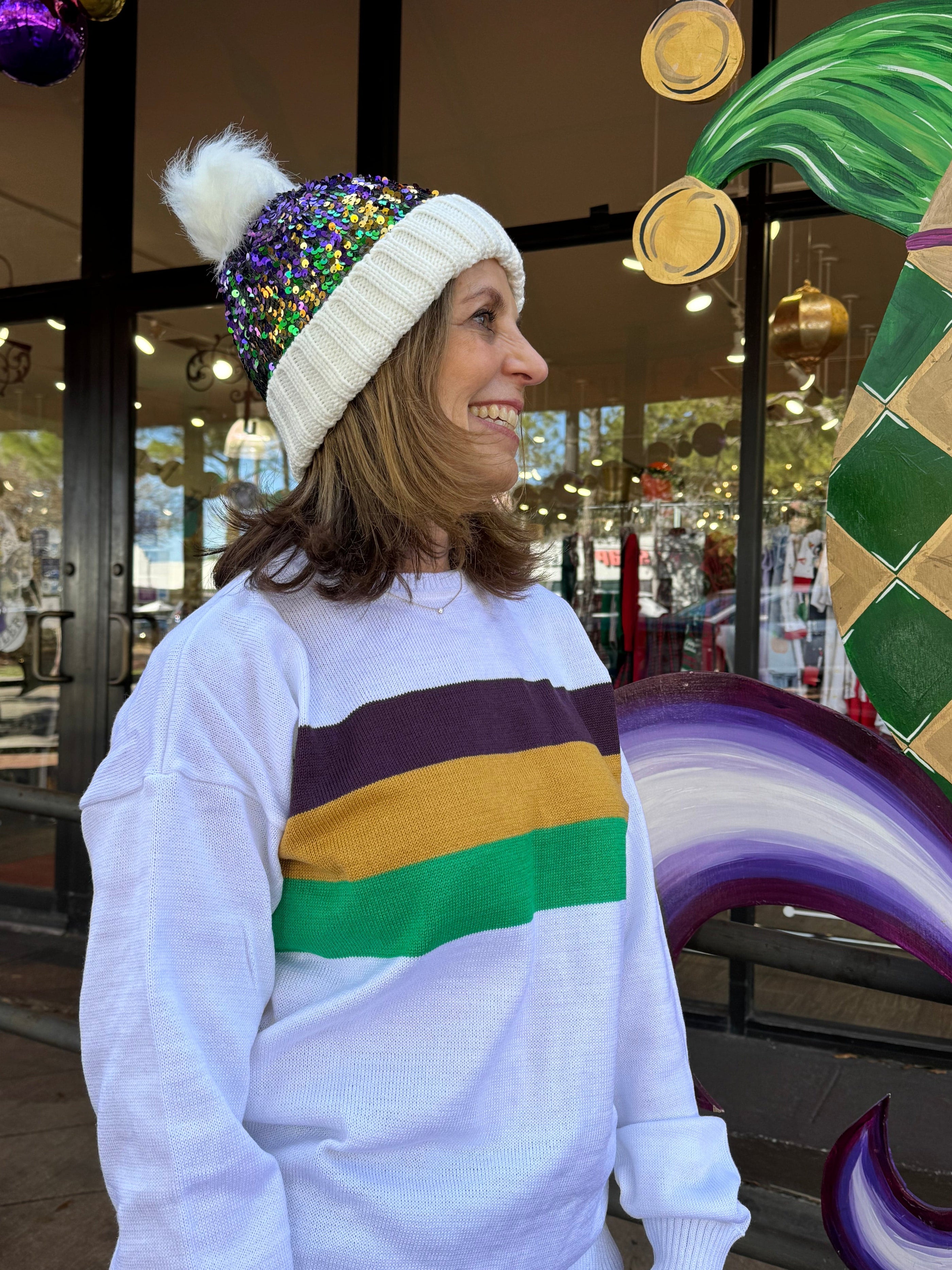 Lulu Bebe Lulu Bebe Women's Mardi Gras Sweater - Little Miss Muffin Children & Home