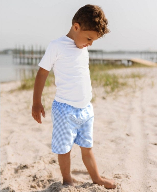 Ruffle Butts Ruffle Butts White Short Sleeve Rash Guard - Little Miss Muffin Children & Home