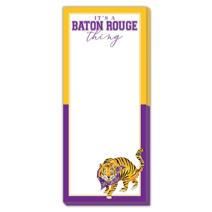 RosanneBeck Collections It's A Baton Rouge Thing  Skinny Notepad with Tiger wearing Purple & Gold Bandana - Little Miss Muffin Children & Home