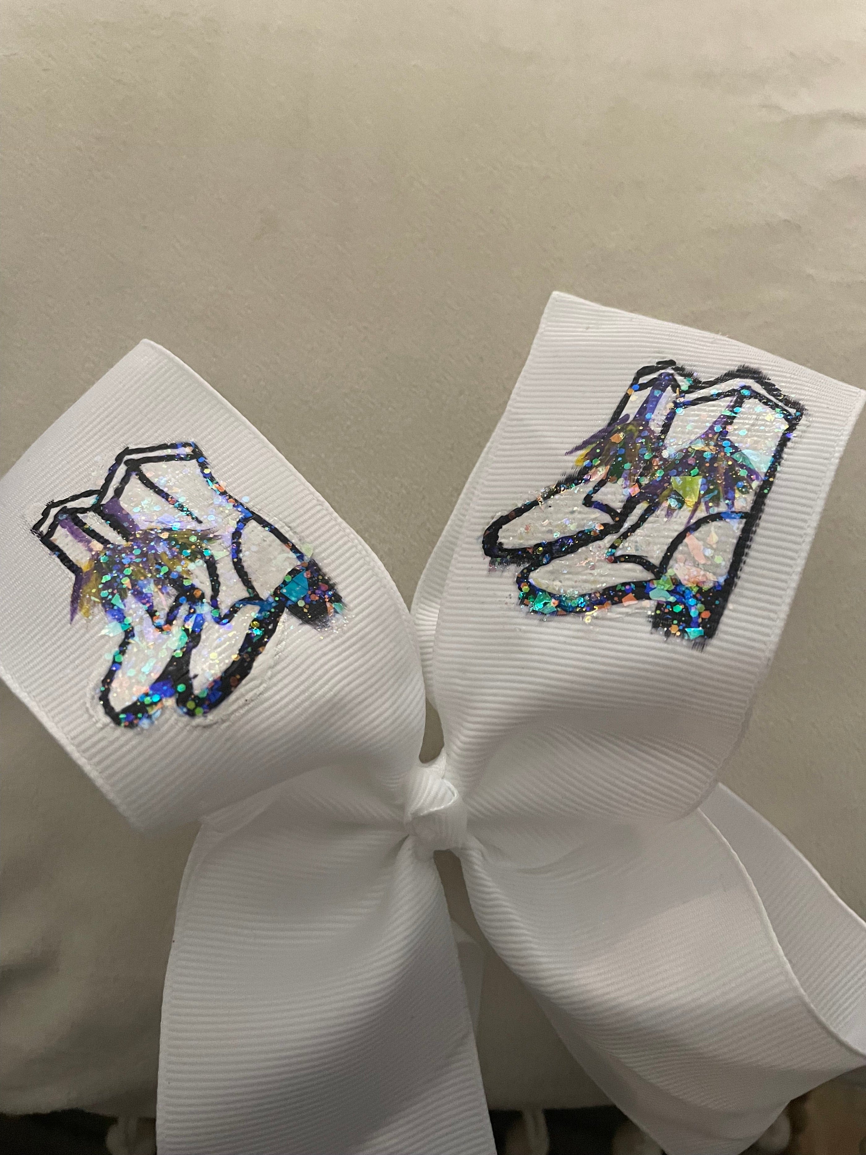 Heidi Davis Bows Hand Painted Mardi Gras Boots Bow - Little Miss Muffin Children & Home