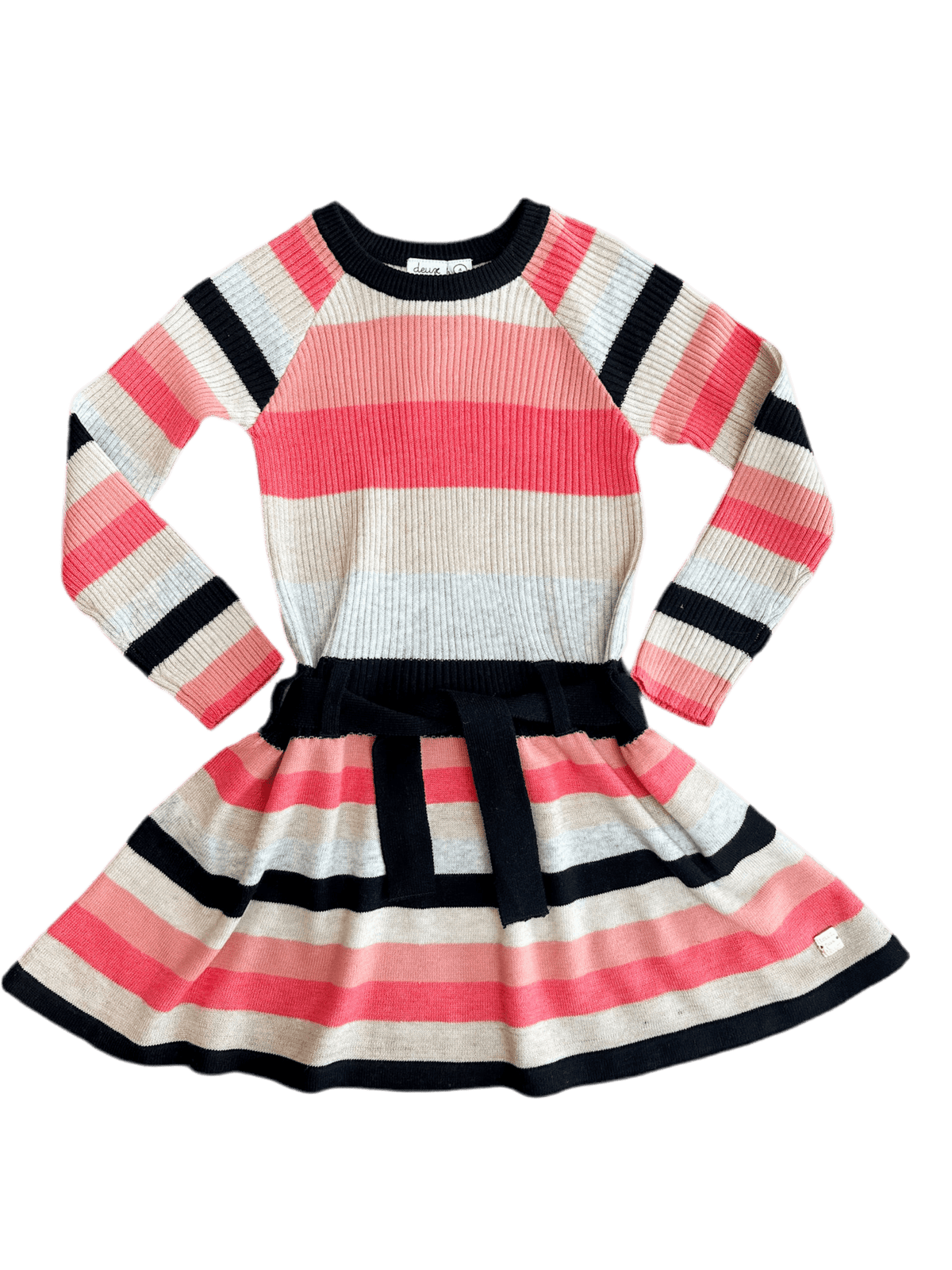 Knit striped mini dress with long sleeves 