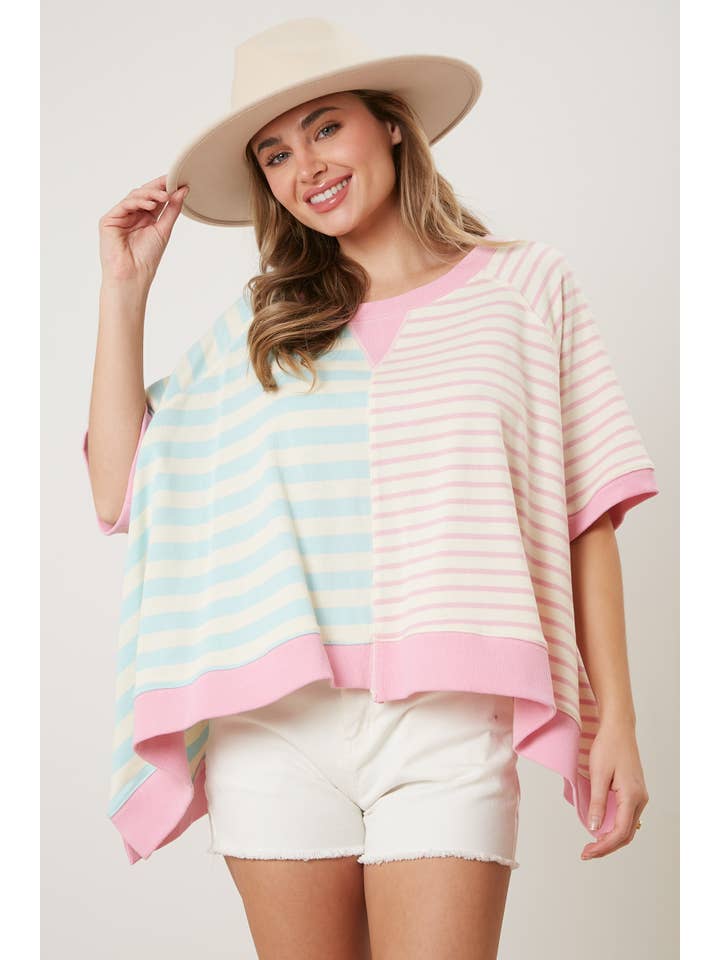 Sheer Trend Sheer Trend Mixed Stripe Oversized Sweatshirt - Little Miss Muffin Children & Home