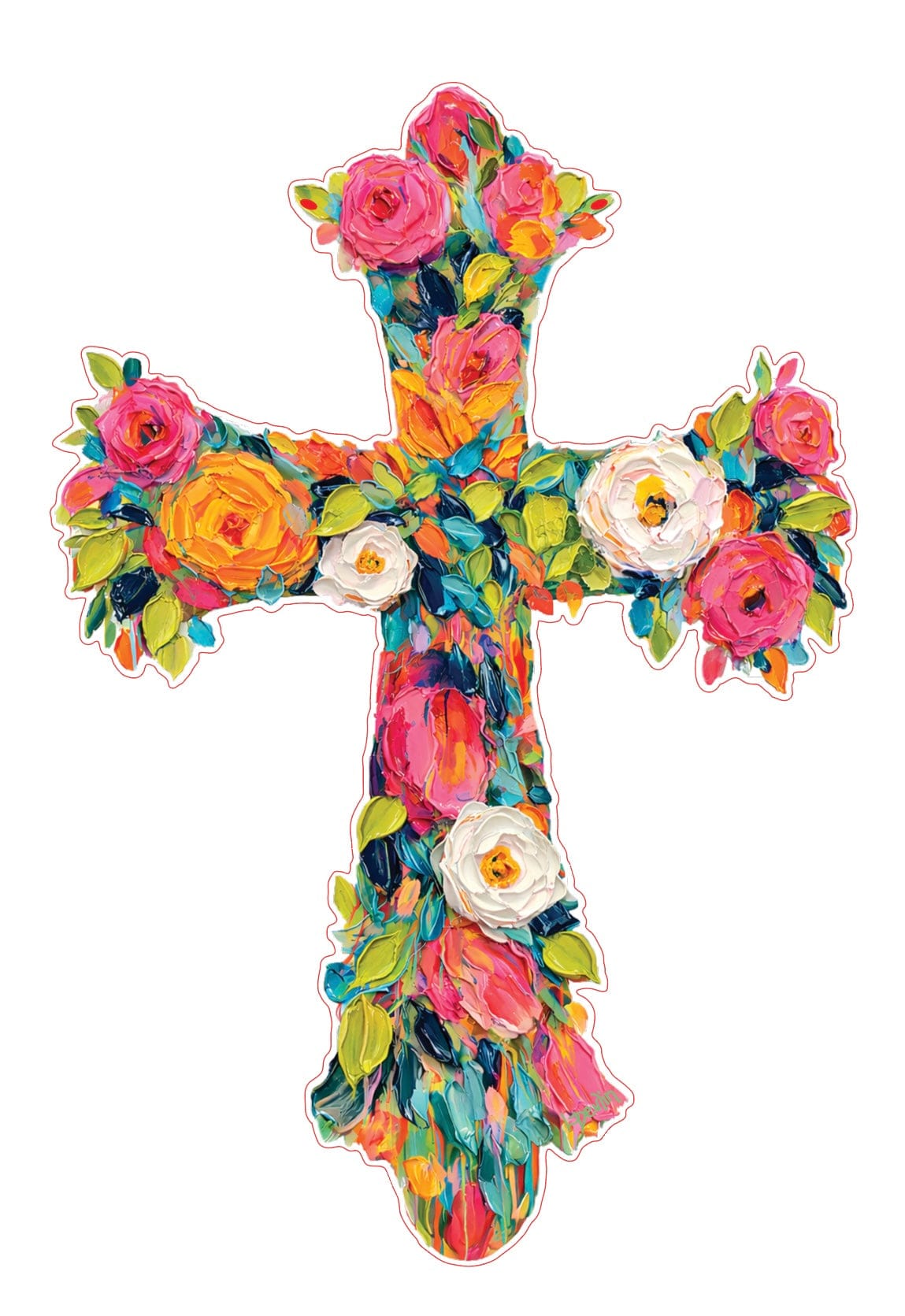 Cross Flowers Thin Door Hanger
