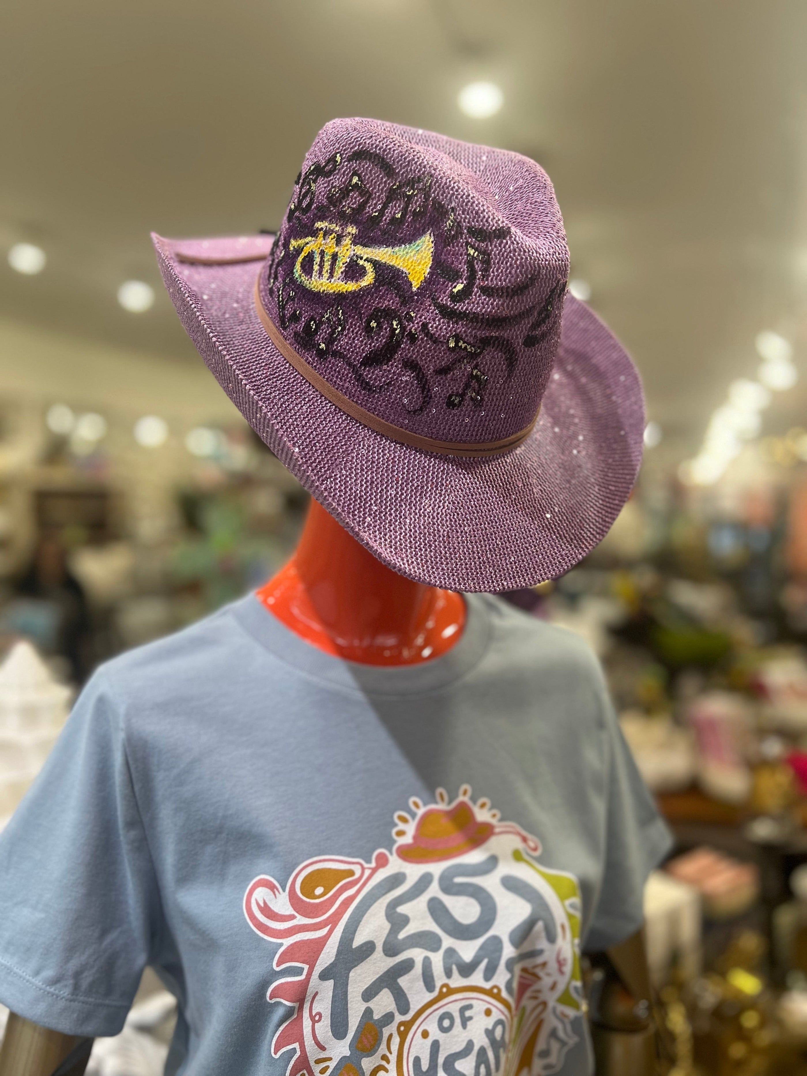 Michelle's Art Box Michelle's Art Box Hand-Painted Jazz Trumpet Cowboy Hat - Little Miss Muffin Children & Home