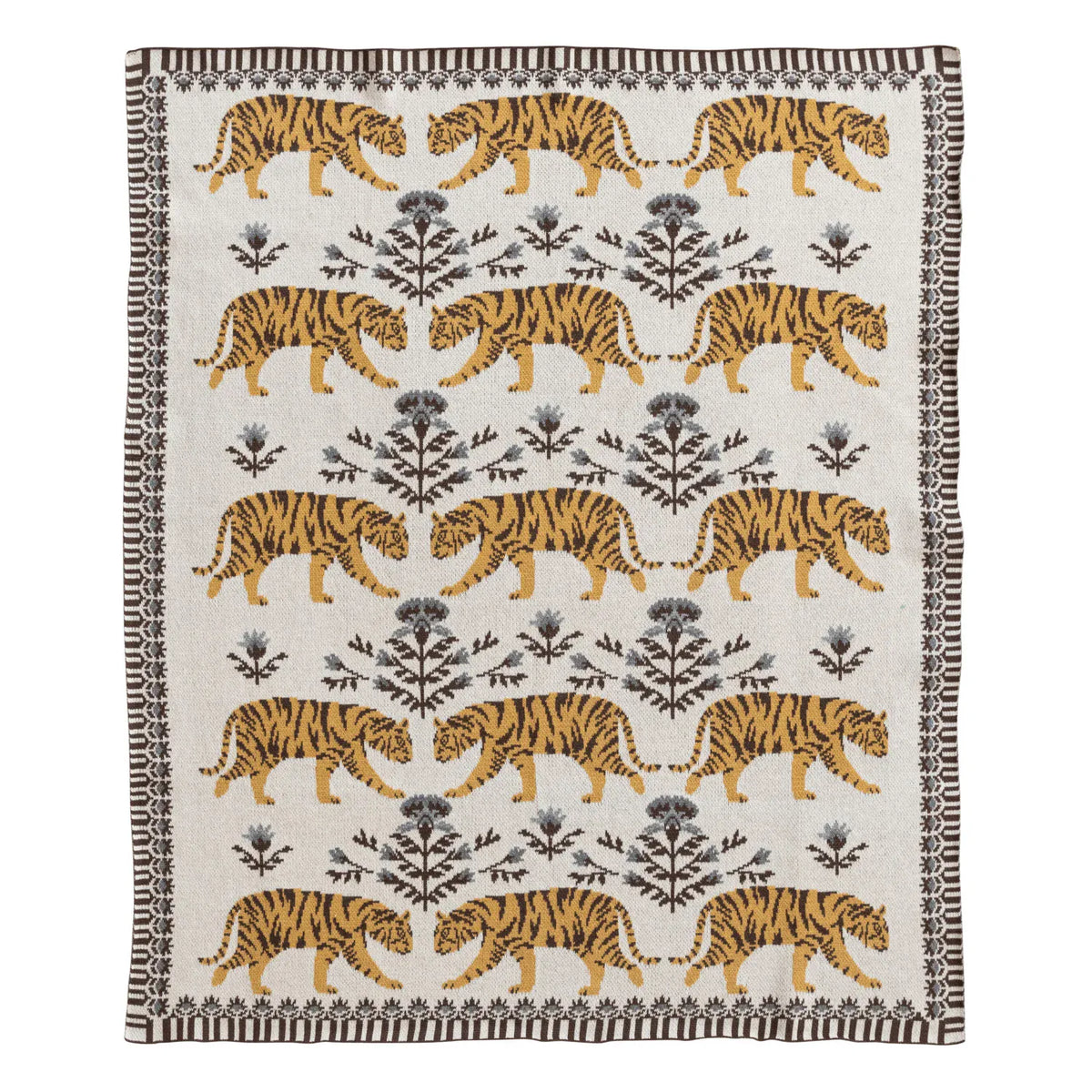 Cotton Knit Baby Blanket with Tigers