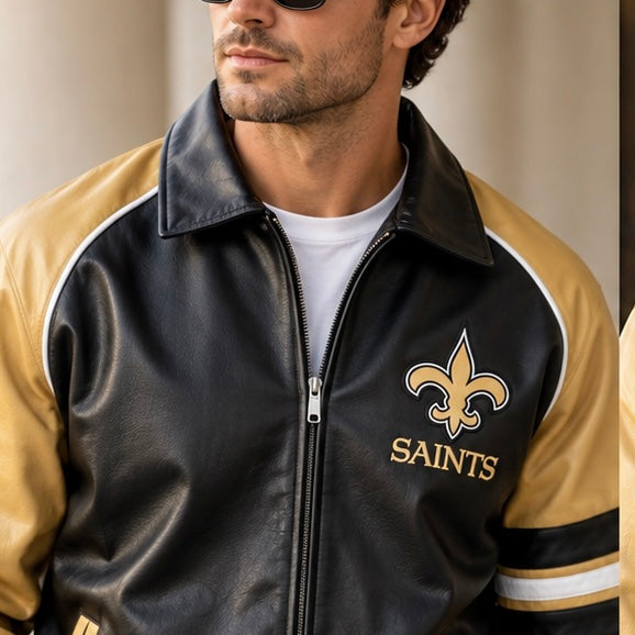 Saints Vegan Leather Bomber