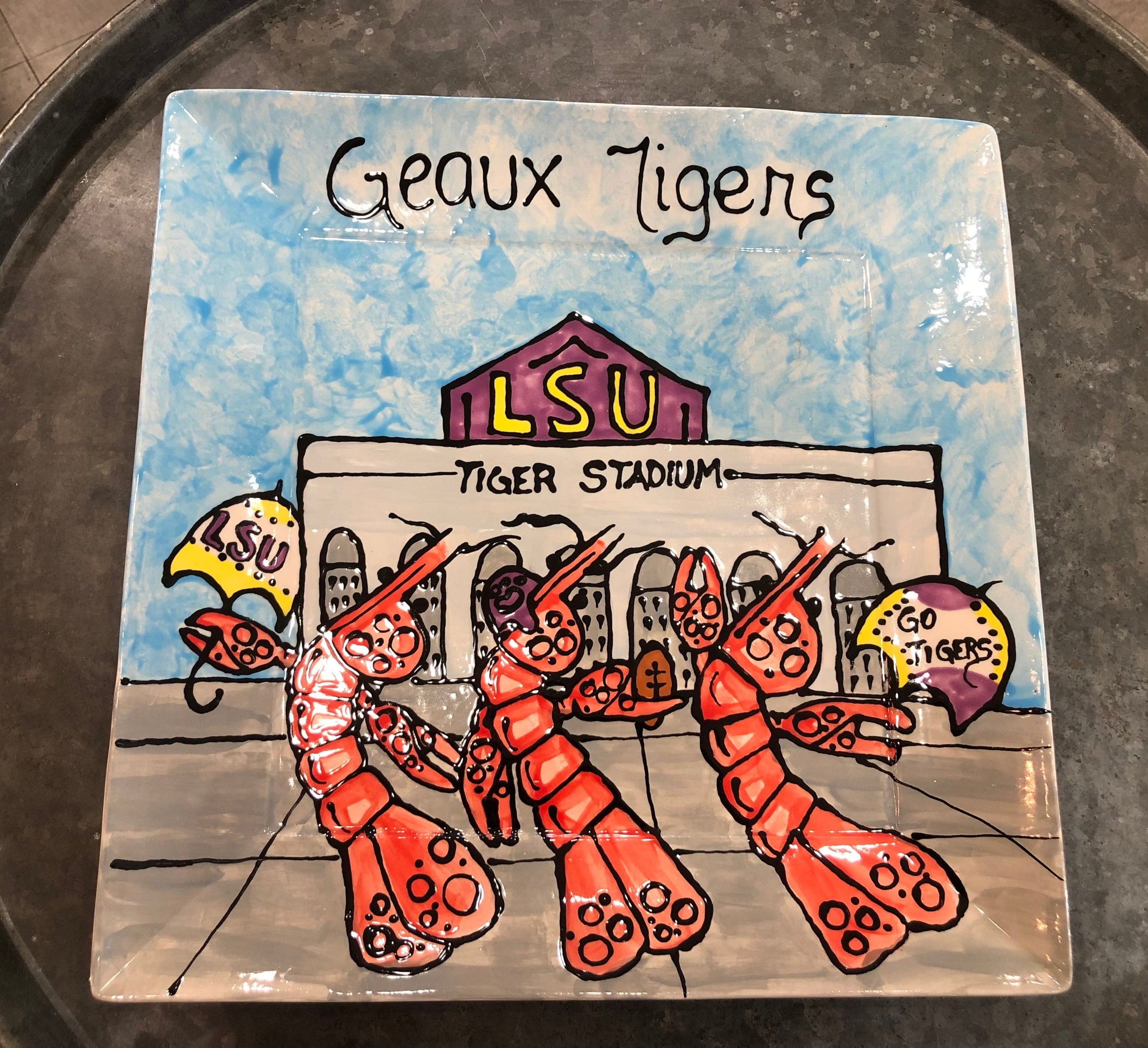 Jan Salzer Art LSU Stadium Square Plate - Little Miss Muffin Children & Home
