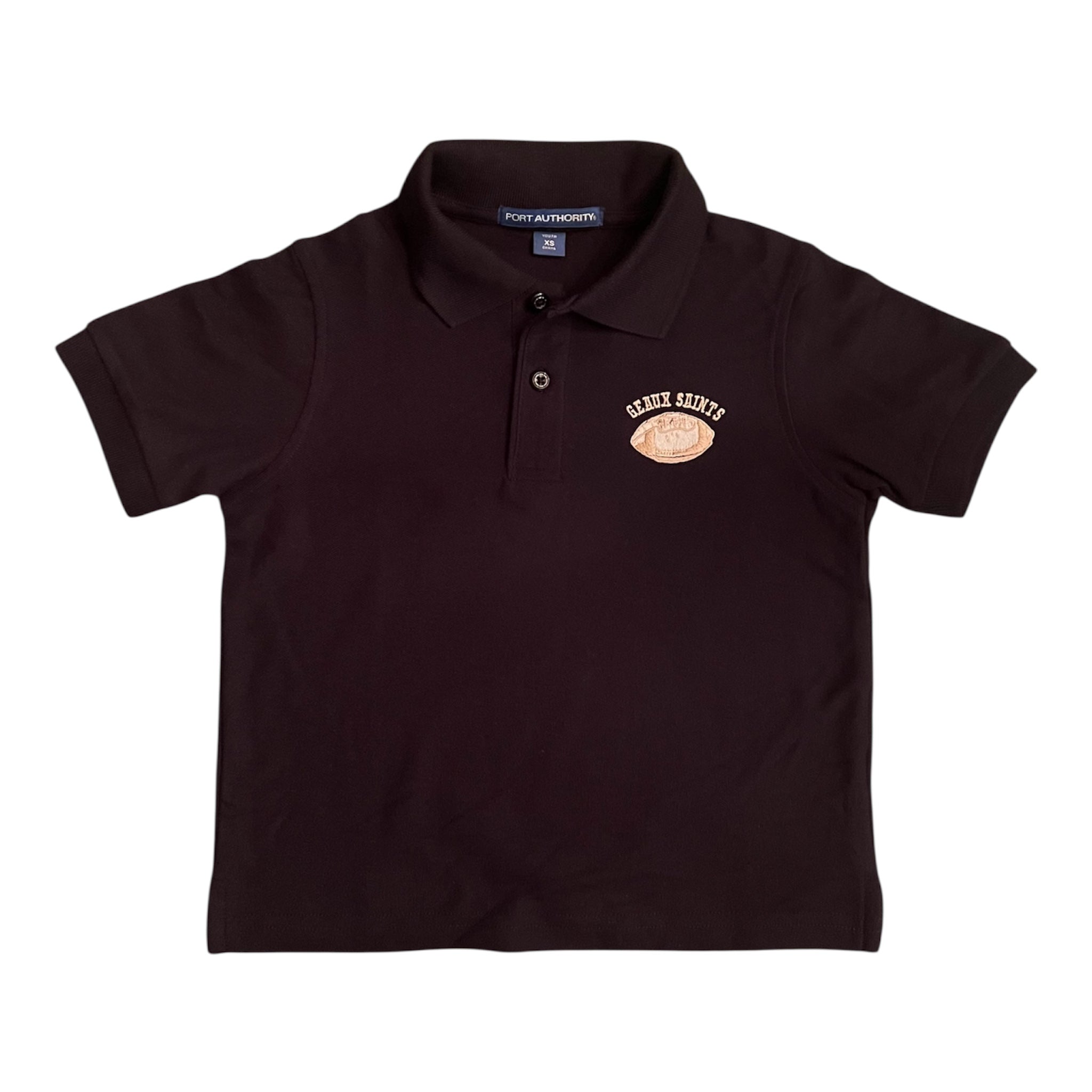 Whereable Art Geaux Saints Youth Short Sleeve Polo in Black - Little Miss Muffin Children & Home