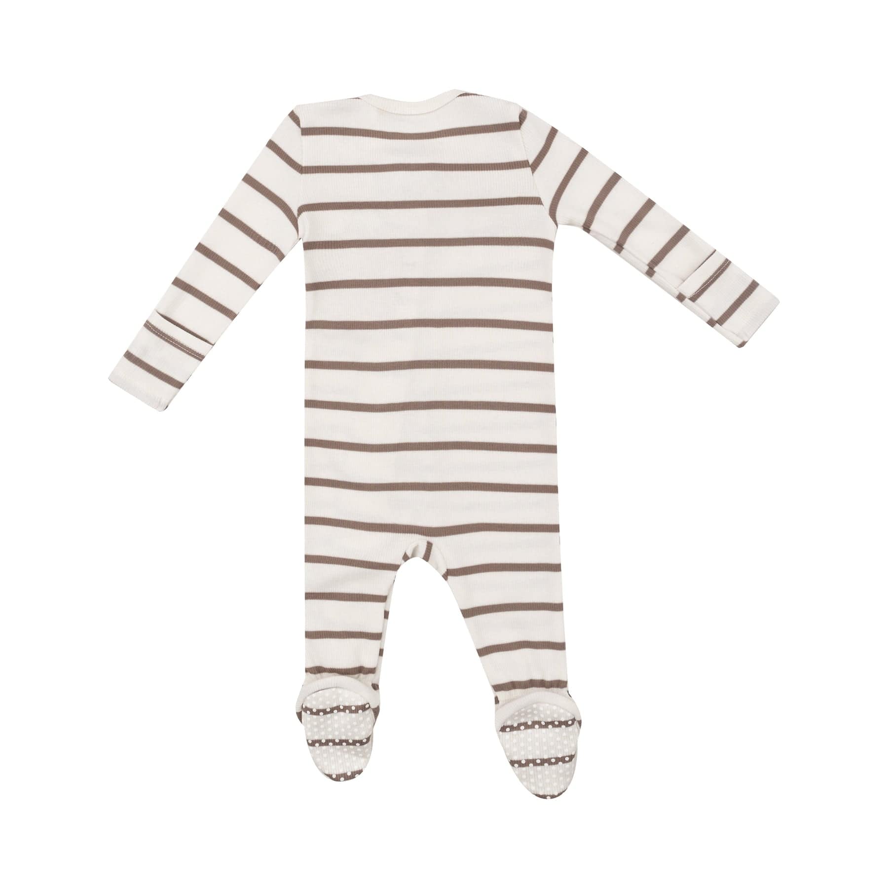 Angel Dear Angel Dear Ribbed Brown Stripe 2 Way Zipper Footie - Little Miss Muffin Children & Home
