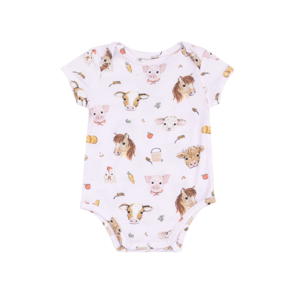 Angel Dear Angel Dear Short Sleeve Bodysuit Vintage Animals Faces Pink - Little Miss Muffin Children & Home