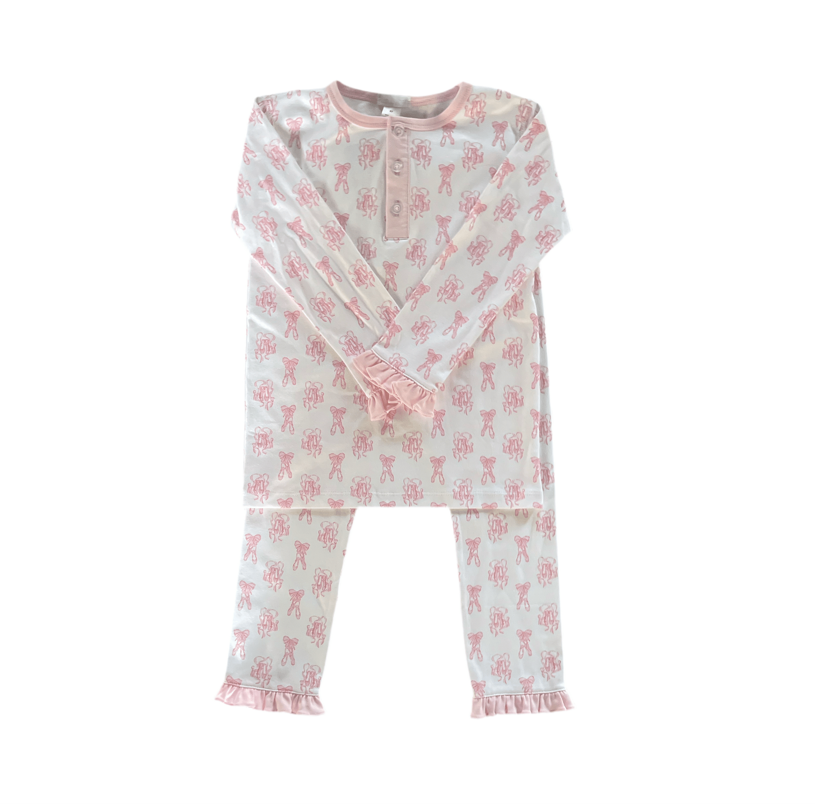 Lulu Bebe Lulu Bebe Pink Ballet Pima Long Sleeve Pantset PJ's - Little Miss Muffin Children & Home