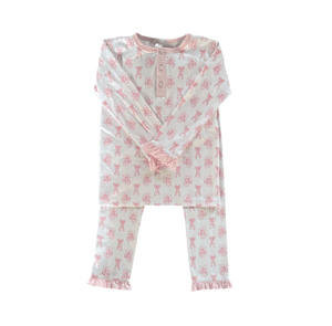 Lulu Bebe Pink Ballet Pima Long Sleeve Pantset PJ's