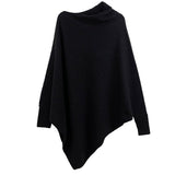 Long Sleeve Solid Color Poncho in Black