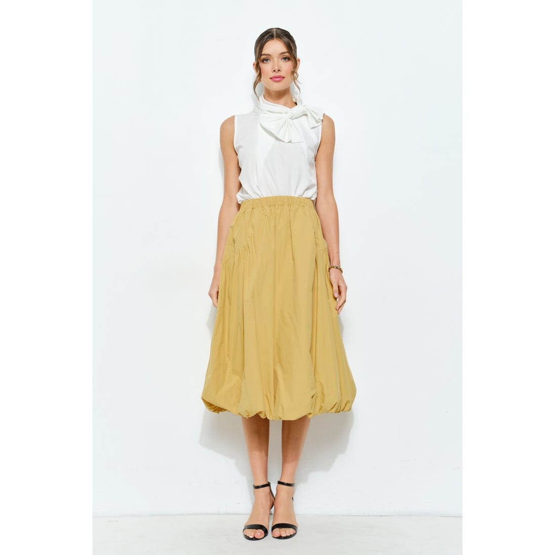 INA Balloon Hem Cotton Midi Skirt in Mustard - Little Miss Muffin Children & Home
