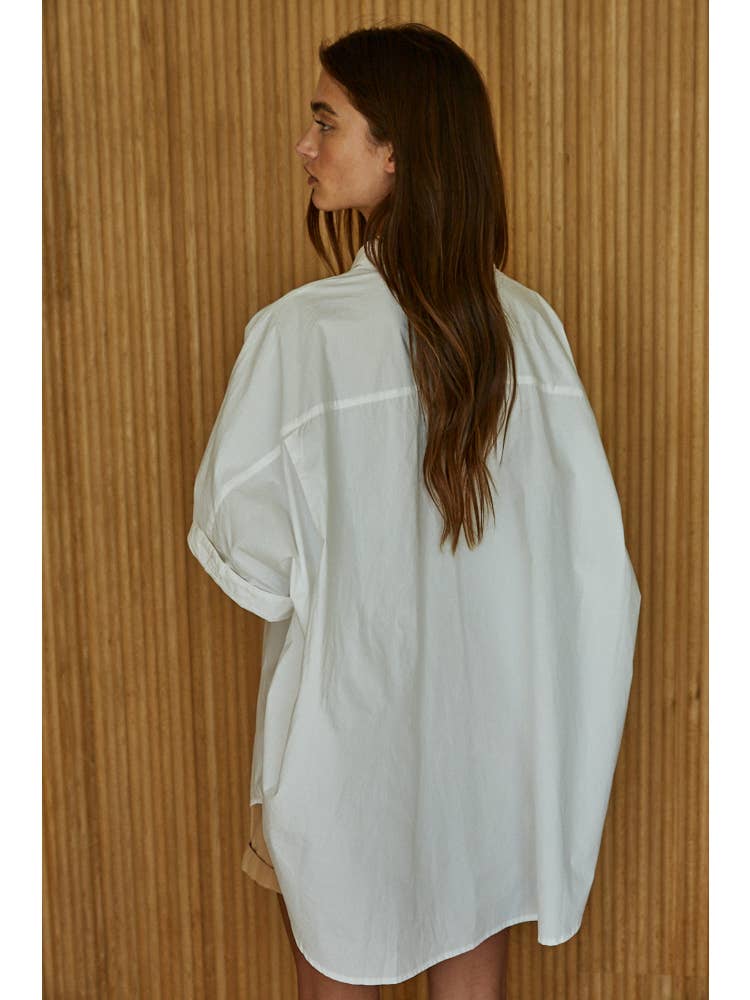 By Together Woven 100% Cotton Oversized Cuff Hem Shirt - Little Miss Muffin Children & Home