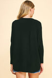 Pinch Dolman Sleeve V-Neck Sweater in Black